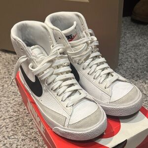 Nike White and Black High-Top Sneakers